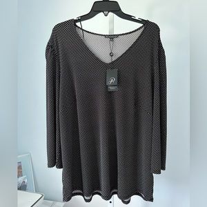NWT Adrianna Papell Shirred Shoulder V-Neck 3/4 Sleeve Top - 3x